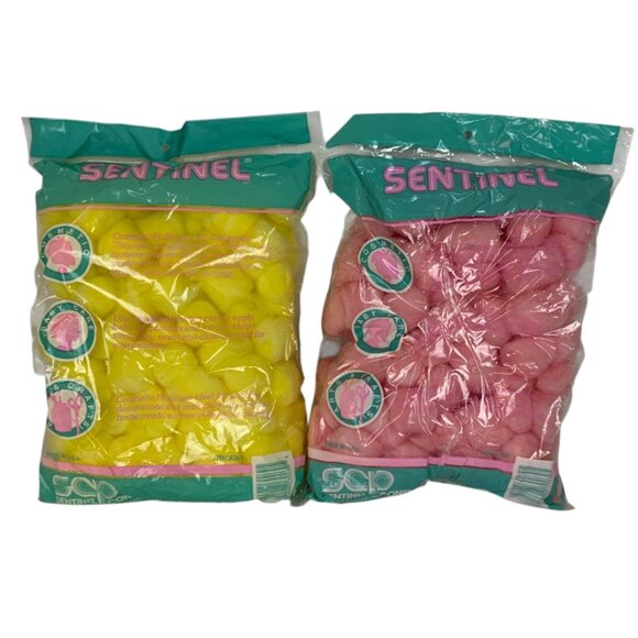 Vintage Sentinel Cosmetic Fluffs Cotton Balls Pastel Yellow & Pink 100 Count Eac - Picture 2 of 2